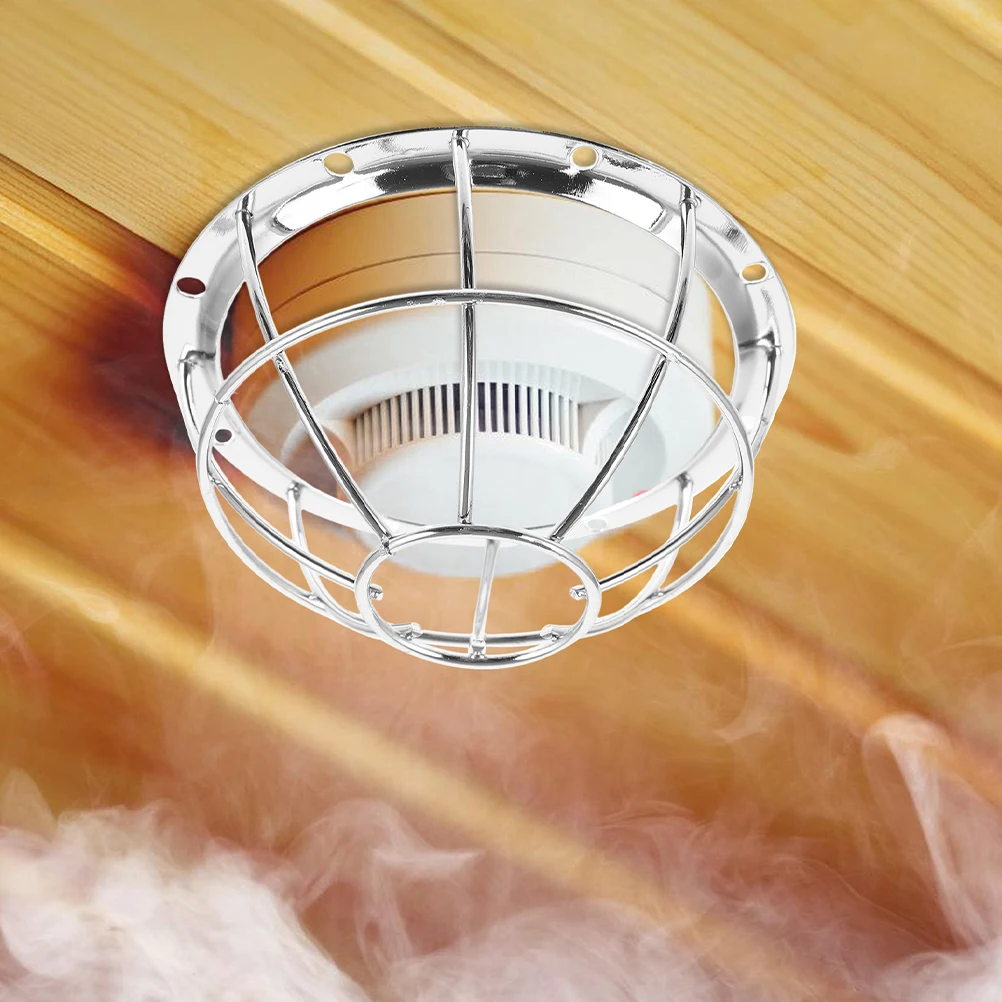 2pcs Smoke Sensor Cover Stainless Steel Heavy Duty Guard For Home Office Mall Hollow Wire Alarms Protection