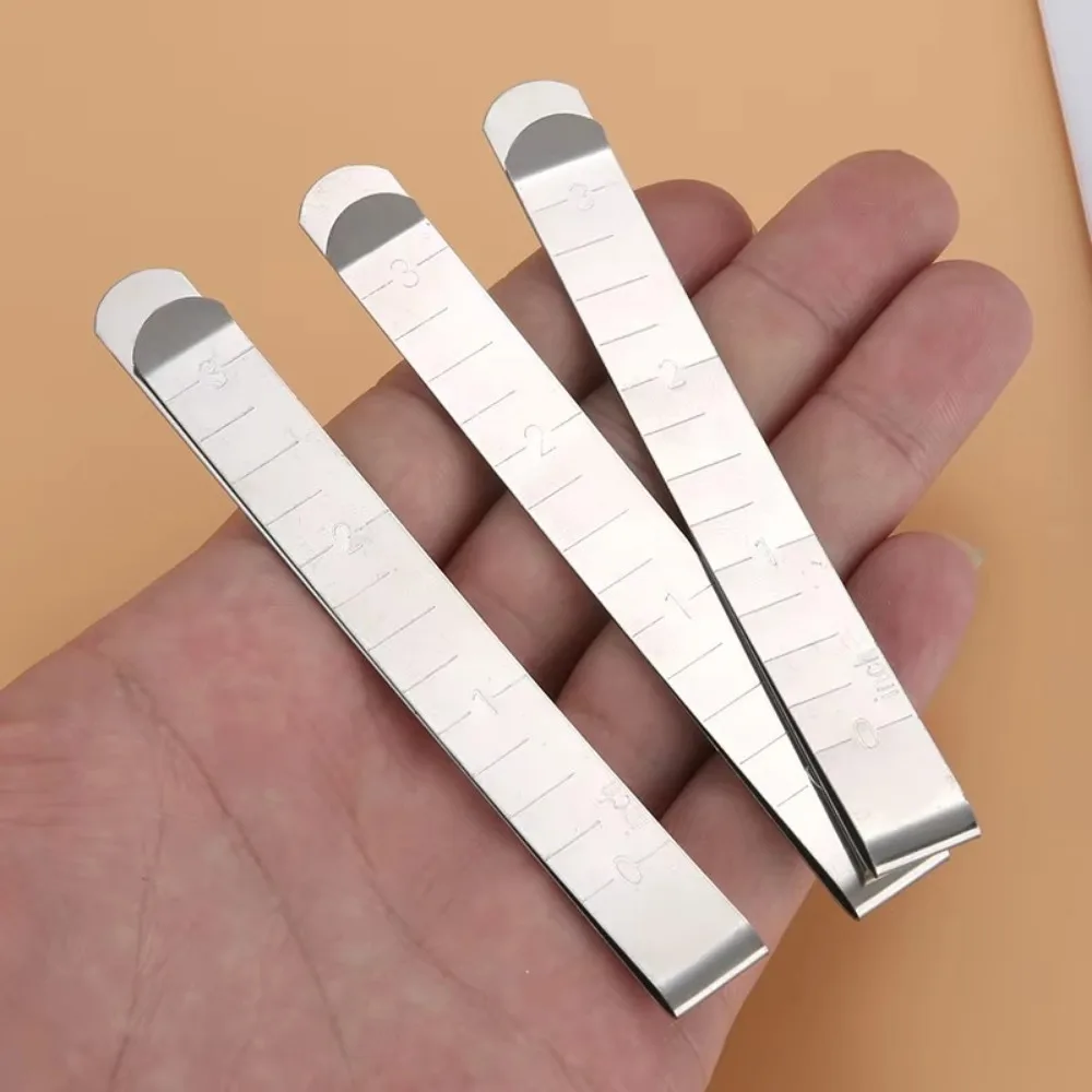20pcs New Stainless Steel Hemming Clips DIY 3inch Metal Sewing Clips Measuring Ruler Tool For Fabric Craft