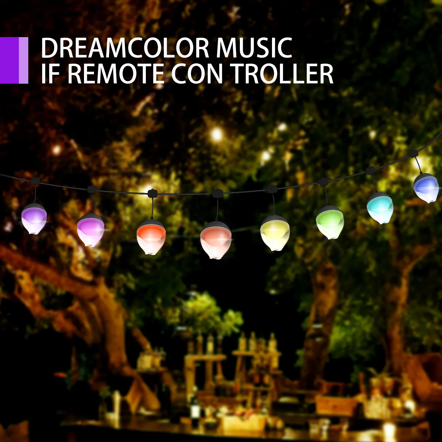 Tira de luces LED con Control de sonido, iluminación RGB para exteriores, música colorida, 7 colores