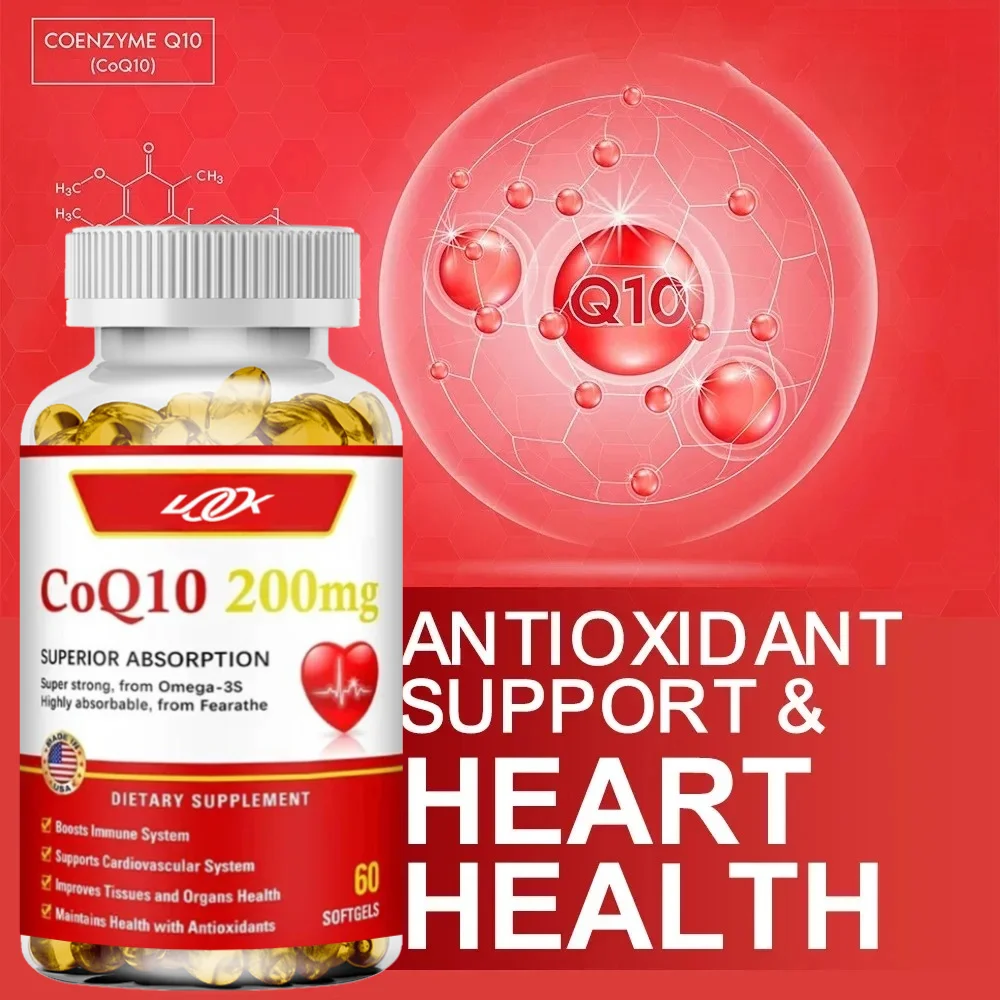 Coenzyme Q10 Capsules 400 Mg For Circulatory Stress And Body Energy, Better Absorption, Antioxidant Heart