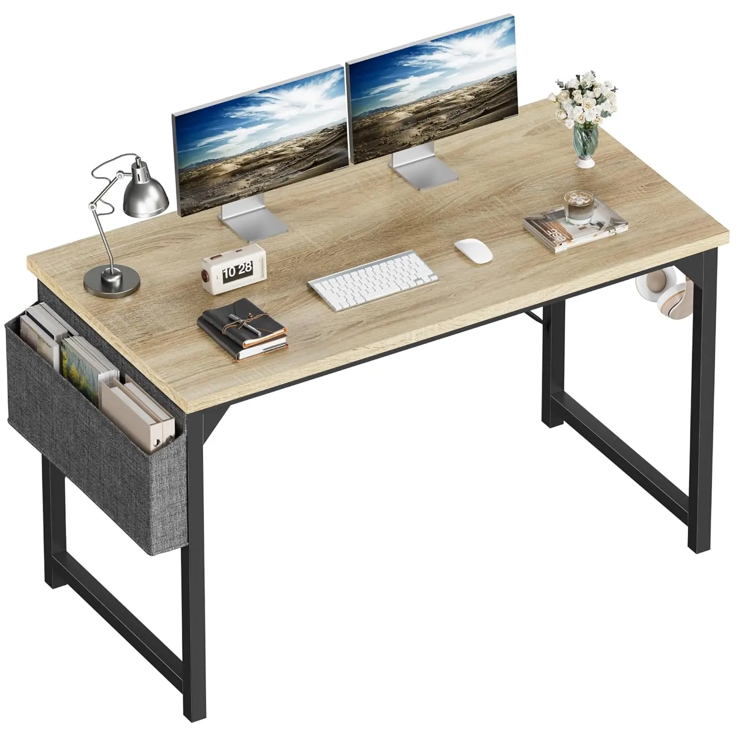 

48in Computer Desk Home Office Study Writing Table w/Storage Bag & Headphone Hooks, Customized