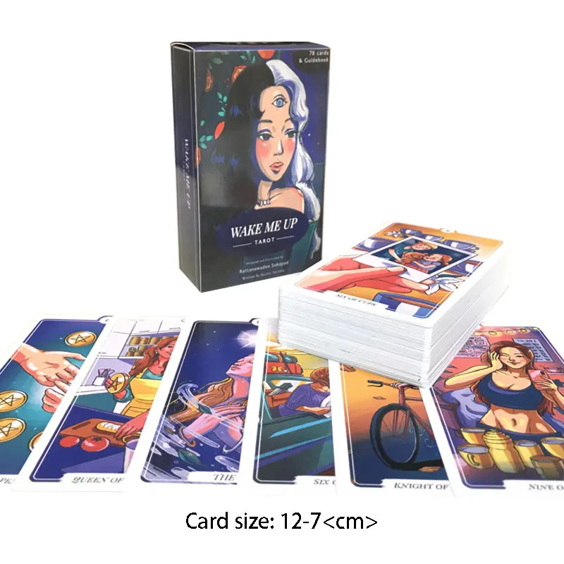 Hot sales 12-7 CM Deck: Wake Me Up Tarot Oracle Card Fate Divination Prophecy Card Family Party Game Toy Tarot Brochure Guide