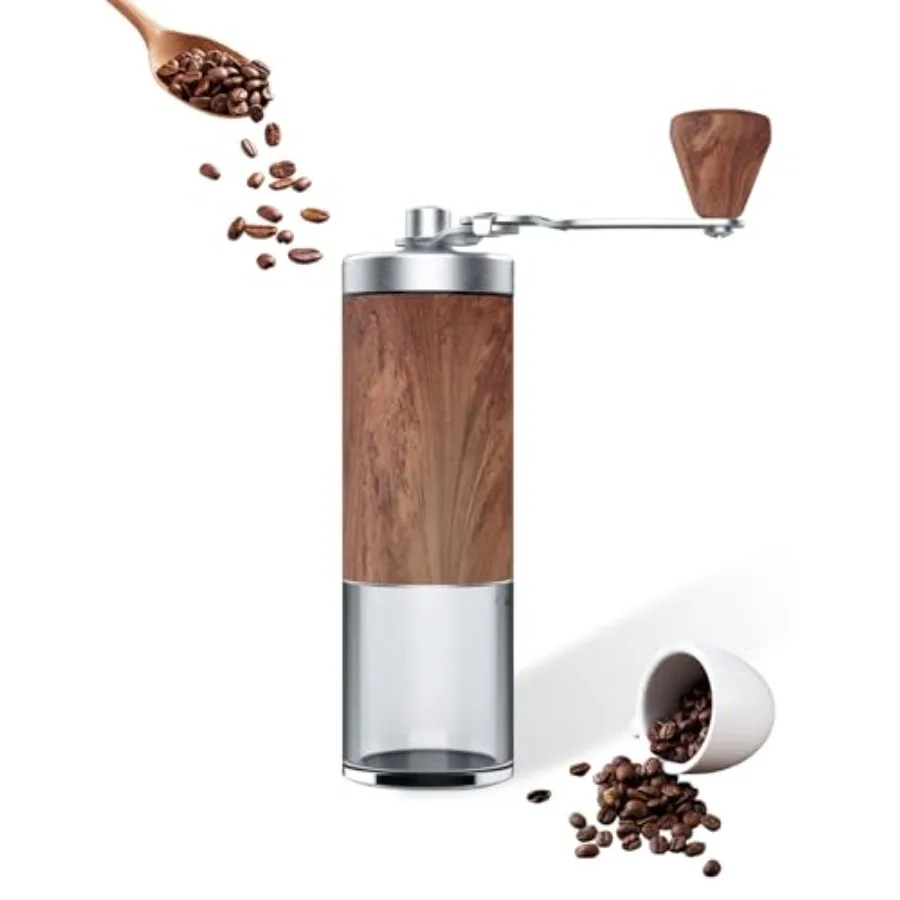 

Portable Manual Coffee Grinder with 5 Preset Conical Burr Settings and 30g Capacity Ideal for Travel and Outdoor Use Perfect fo