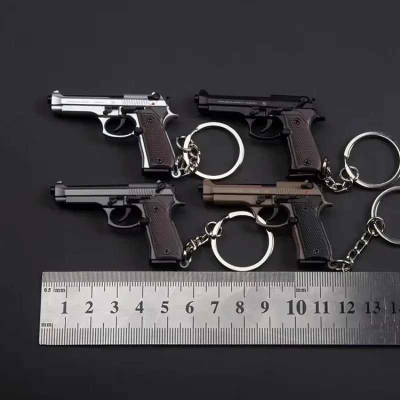 Alloy 1:4 92F Pistol Portable Toy Gun Model Detachable Keychain Fidget Toy for Boy Collection Adults Kid Party Birthday Gift