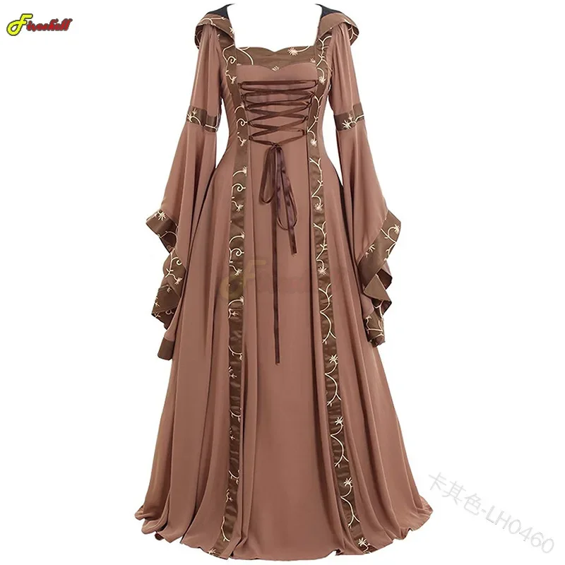 Donne Steampunk abito medievale rinascimentale gotico Costume Cosplay con cappuccio abito lungo donna Retro Fancy Clothes Halloween 5XL