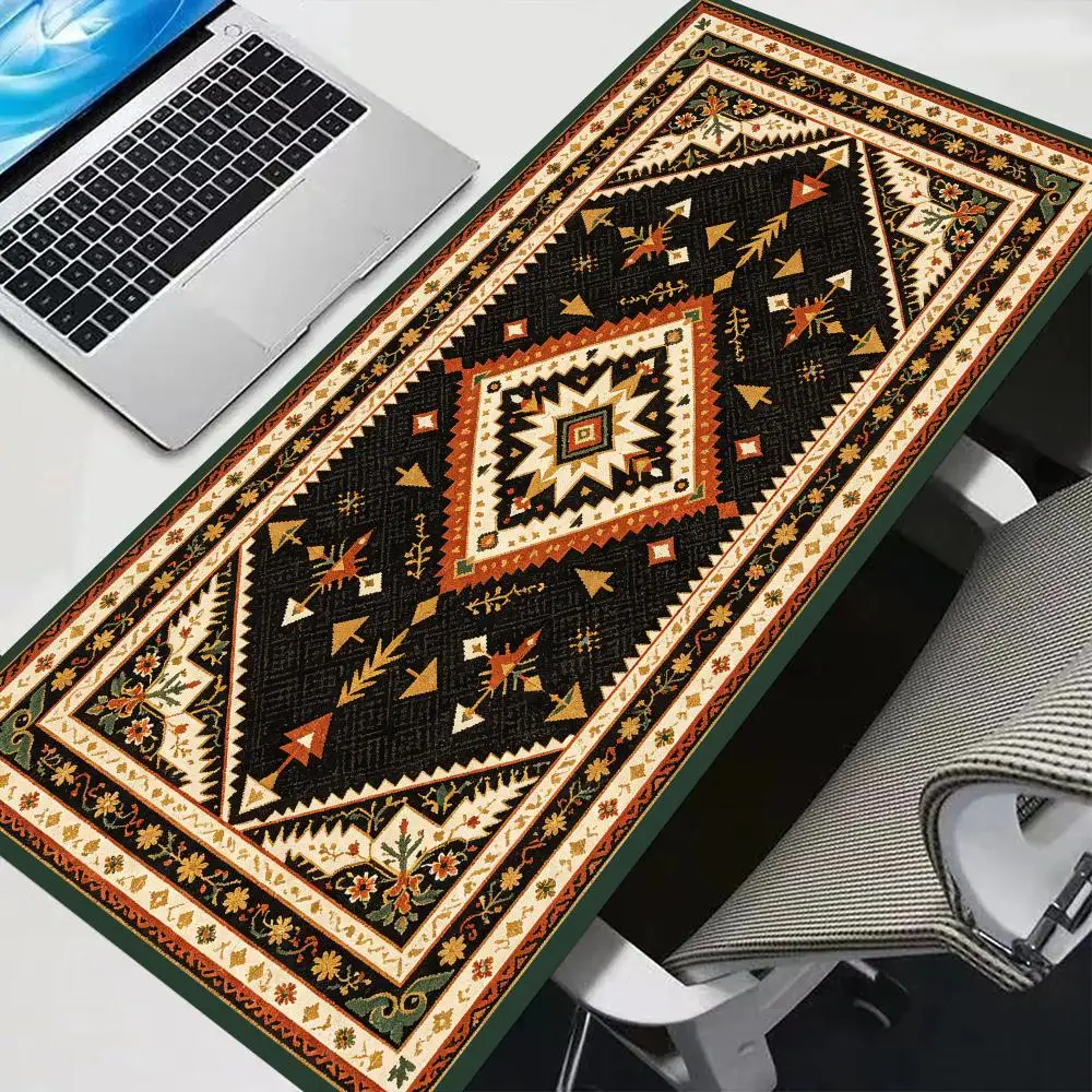 Black Brown Diamond Pattern Rug Gaming Mouse Pad Thick Rubber Large Size For Traditional Office Home