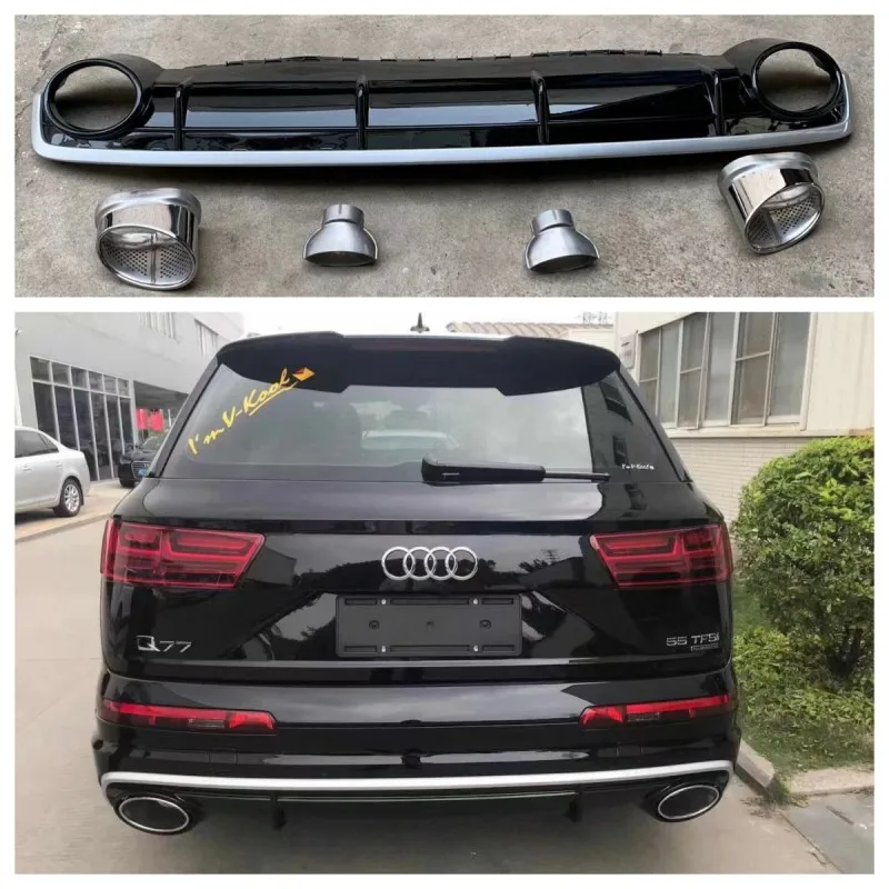 Lip Rear Spoiler For Auto Parts Q7 Body Kit RSQ7 Rear Bumper Diffuser For Audi RSQ7 Rear Lip Tailpipe 2018