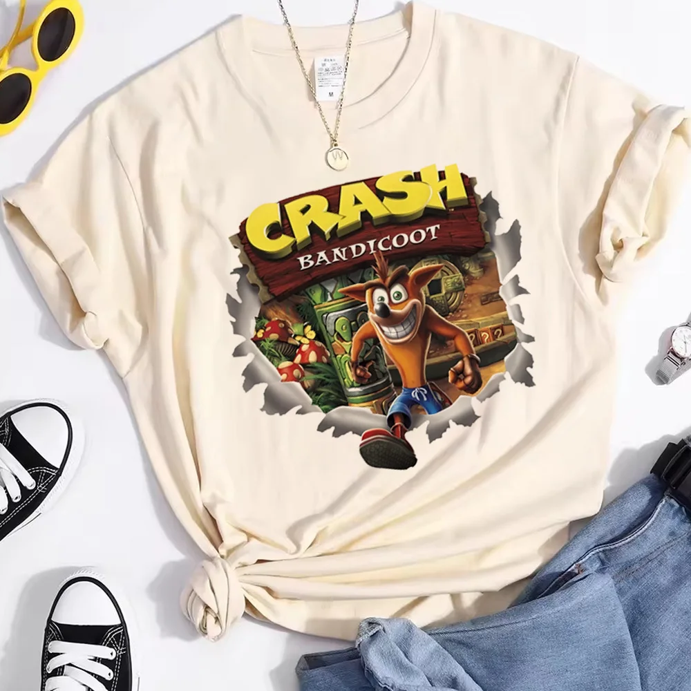 Crash Bandicoot t-shirt girl hip hop Digital Punk 2000s Breathable Vintage tshirt graphic Gothic 80s Colorful Graphic Classic