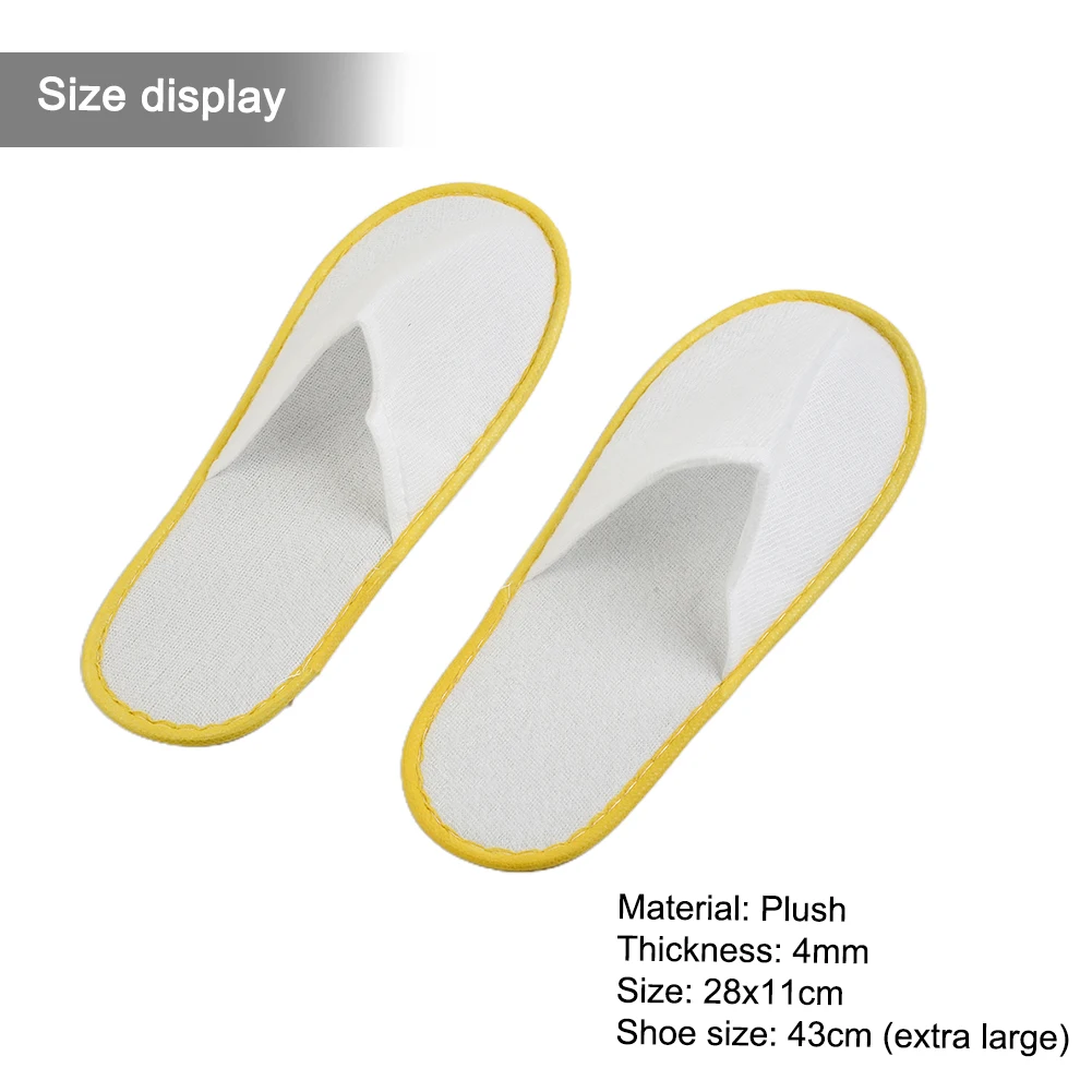 10 Pairs Disposable Slippers Thickened Non-slip 4mm Color Edging Plush 43 Size UK10 Size EVA Sole For Polar Fleece Lightweight