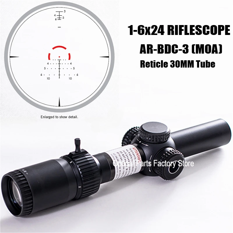 Original Tactical Optics 1-6x24 Second Focal Plane SFP Riflescopes 30mm Tube BDC-3 (MOA) Reticle Rifle Scope Sight Lunetas