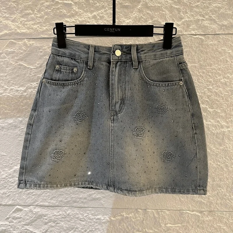 

Джинсовая юбка для похудения, модная, стильная, универсальная женская юбка с высокой талией, А-силуэт, для молодых женщин 8-24 лет