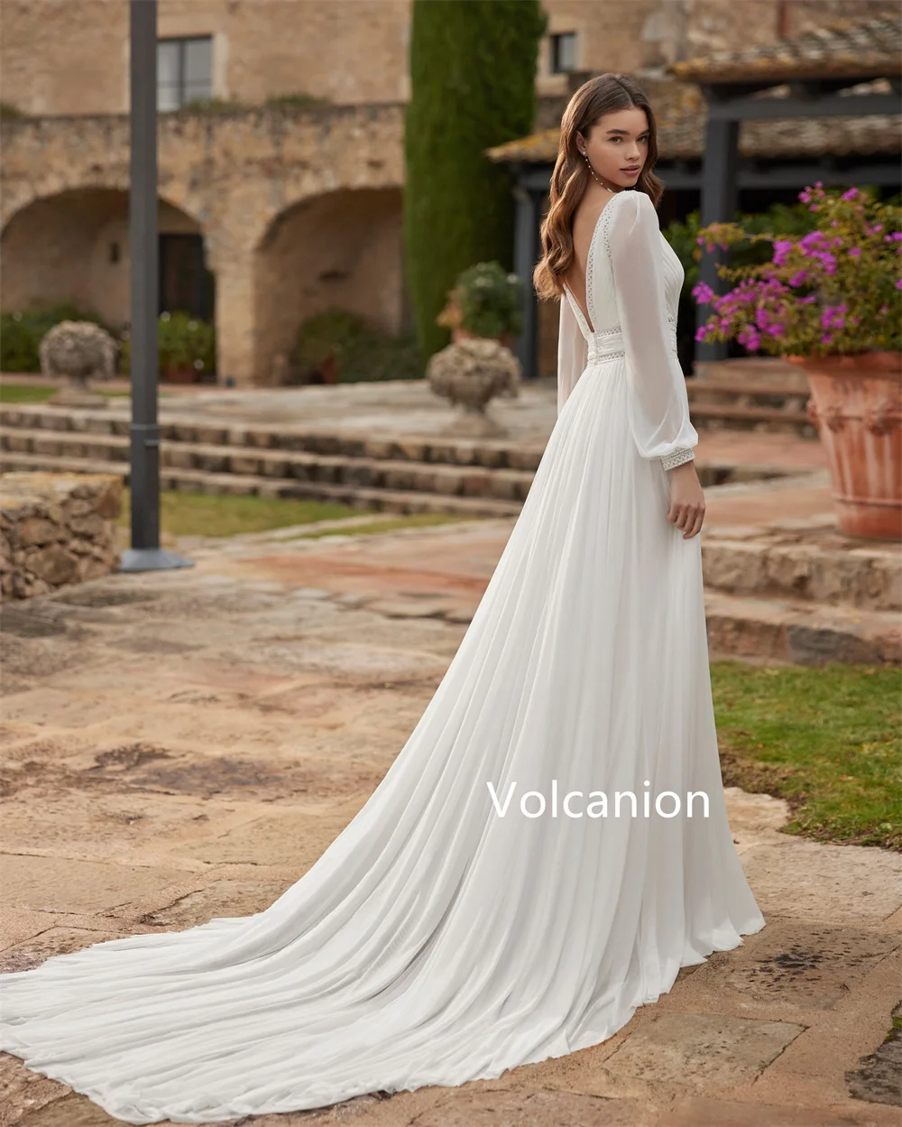 Abiti lunghi con scollo a V a trapezio con pieghe in chiffon personalizzati Occasioni su misura da sera Squisito semplice di alta qualità