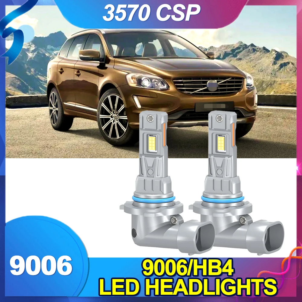 9006/HB4 Car LED Headlights 1:1 Halogen Size Fanless Headlamps 16PCS 3570 CSP Chips DRL Light Bulbs No Modify