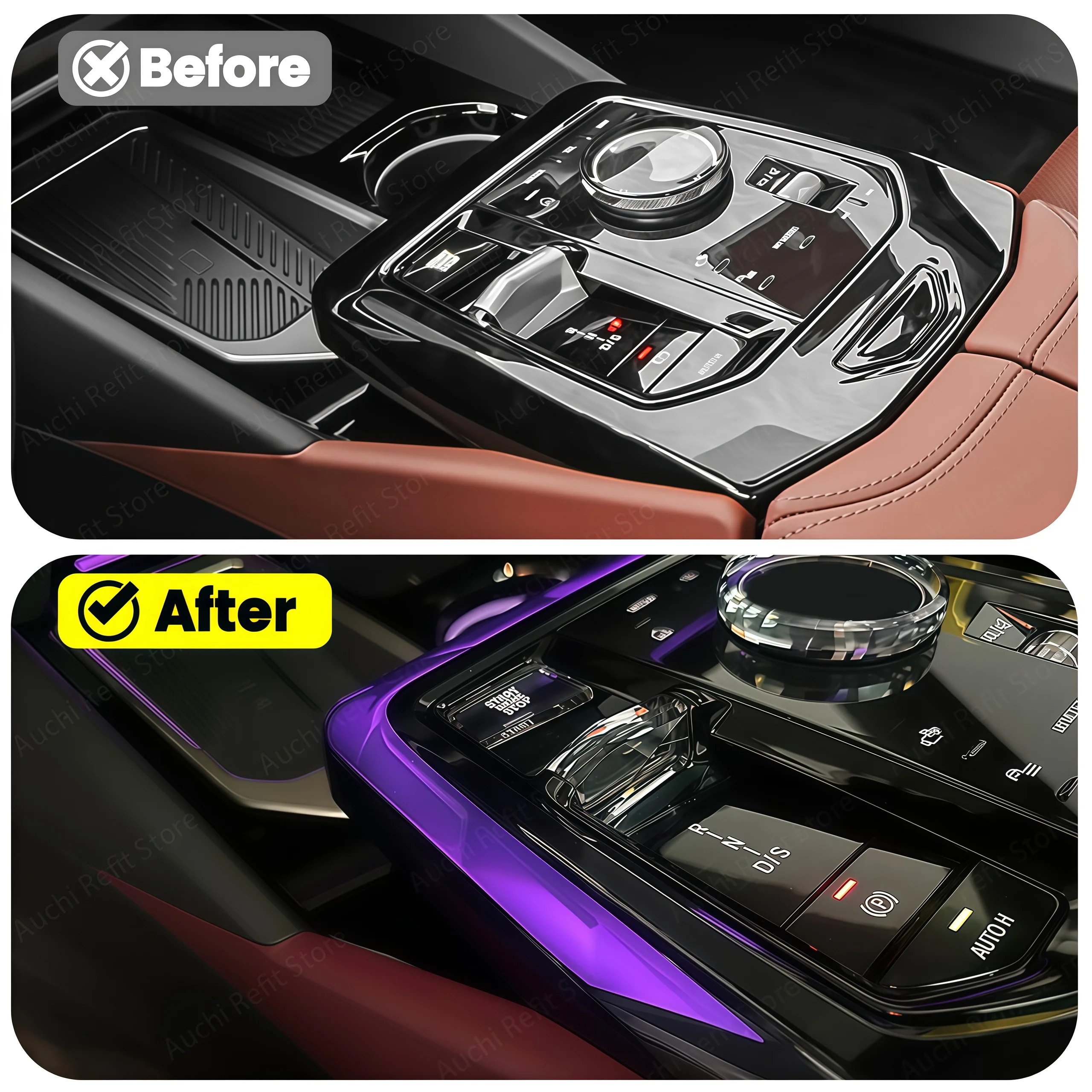 Auchi 15 Color Car Central Control Crystal Saddle Lamp Ambient Light For BMW New 5 Series G60 G68 I5 Auto RGB Decorative Lamp