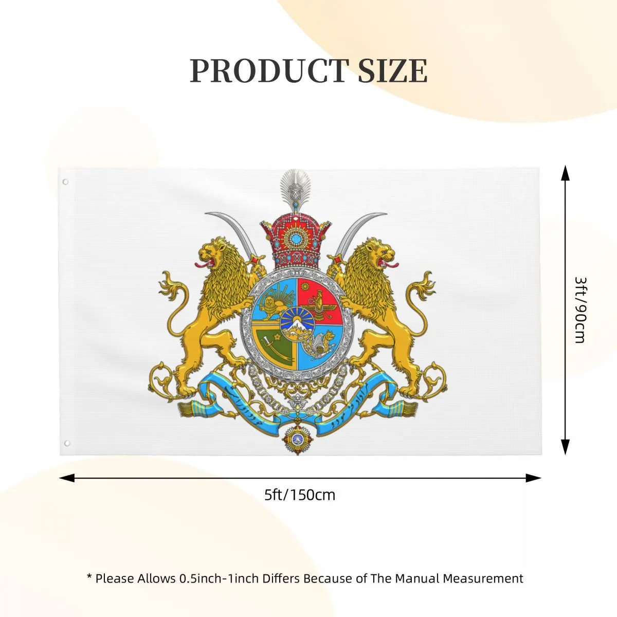 Iranian Imperial Coat Of Arms Of Iran Pahlavi Dynasty Flag Printed 3x5 ft Flags Hanging High Quality Banner For Home Decoration