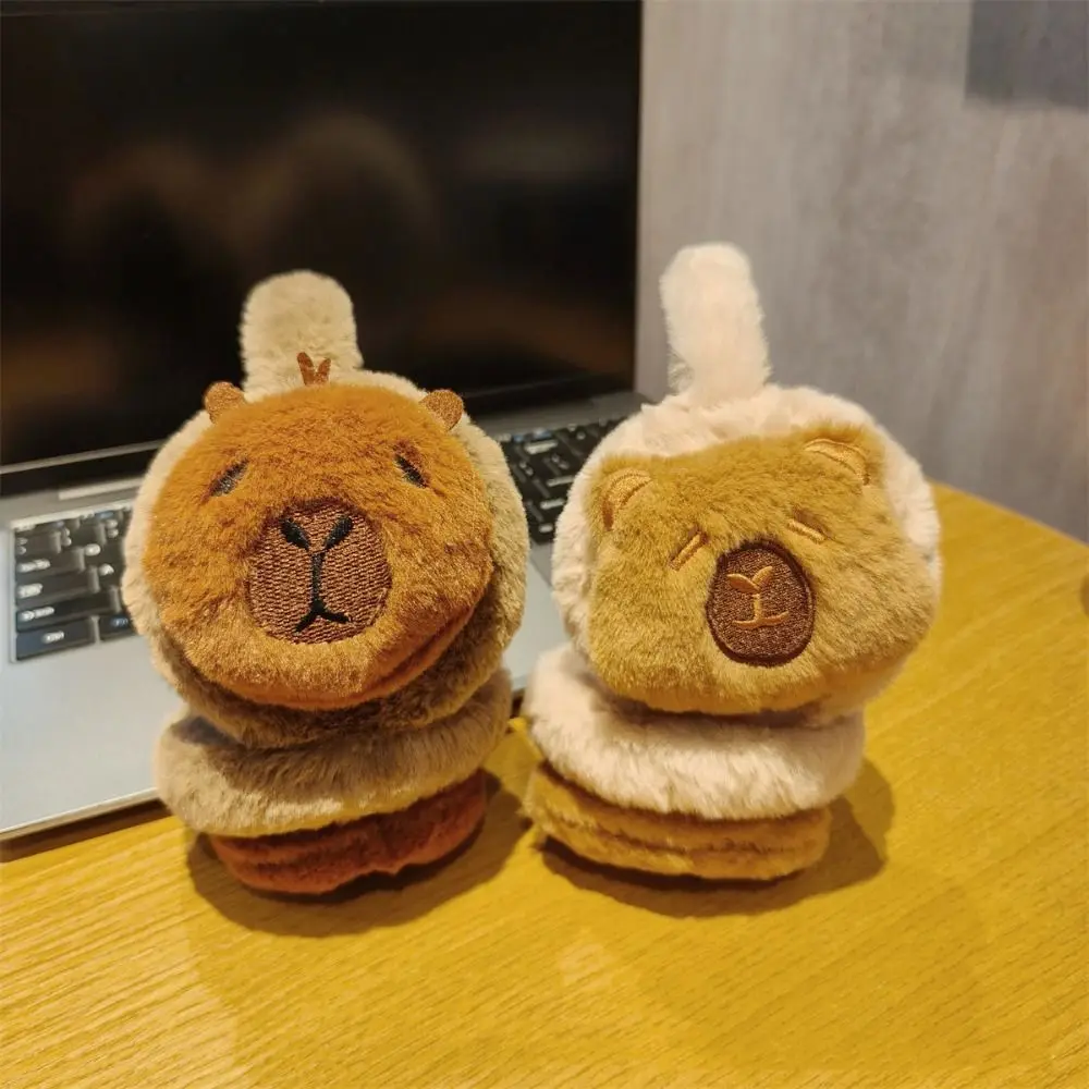 Capivara quente orelha quente earmuffs dos desenhos animados capa de orelha de pelúcia calor macio capivara earflap