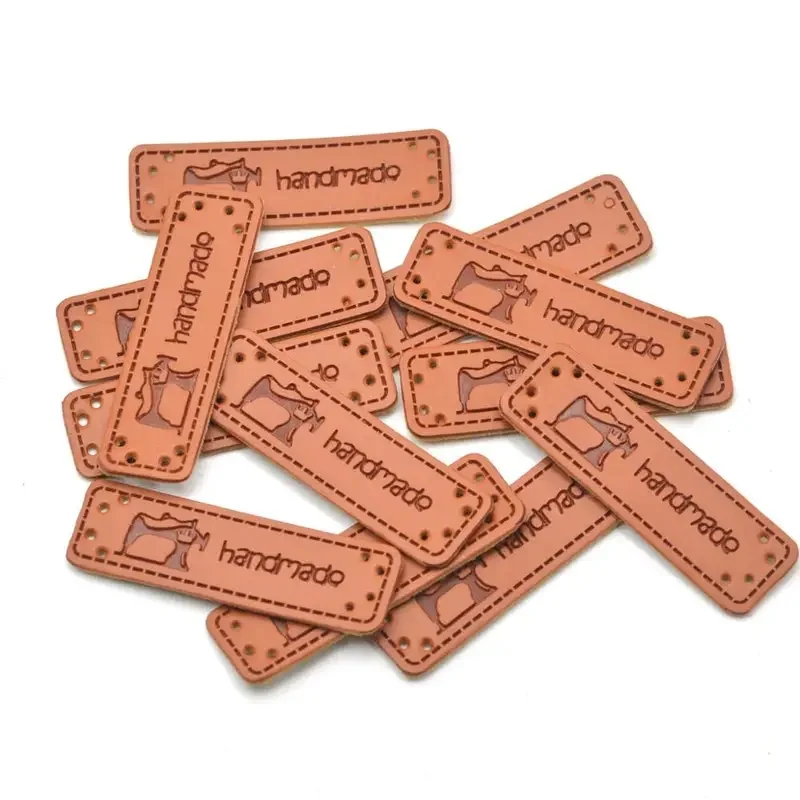 20/40pcs Handmade Labels Clothes Garment PU Leather Labels Hand Made Tags Jeans Bags Shoes DIY Sewing Supplies