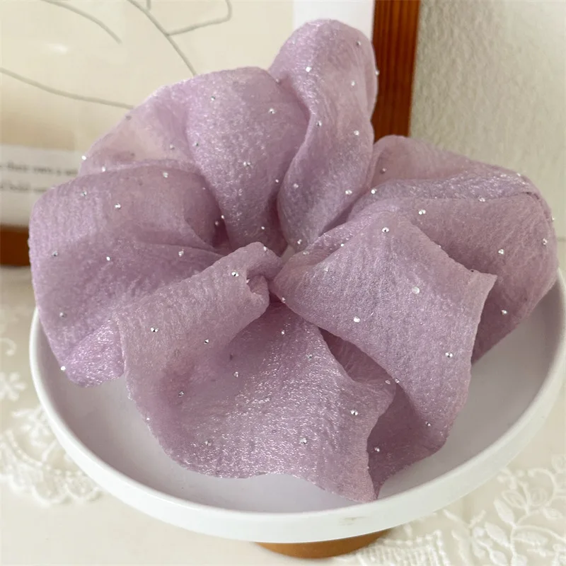 15cm nadruk ze strasem jednolity kolor miękka siateczka damska gumka do włosów moda dziewczyna elastyczne gumki do włosów gumki do włosów akcesoria do kucyka