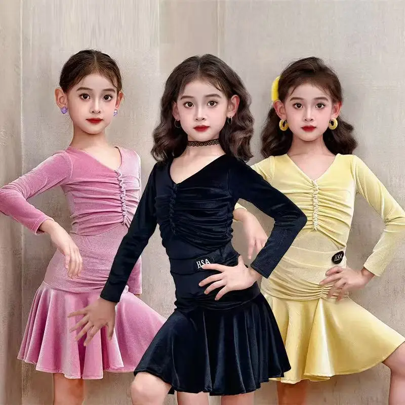 Odzież do tańca latynoamerykańskiego dla dzieci na jesień i zimę, nowe stroje konkursowe, odzież treningowa, stroje do występów.