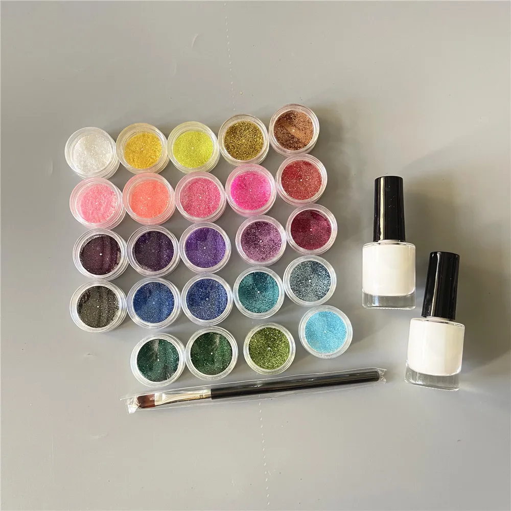 

Блестящий набор временных татуировок, 24 цвета, с 2 клеями, 1 ручкой, сделай сам, детский алмазный набор для ногтей, тела, лица, креативная наклейка, набор для рукоделия