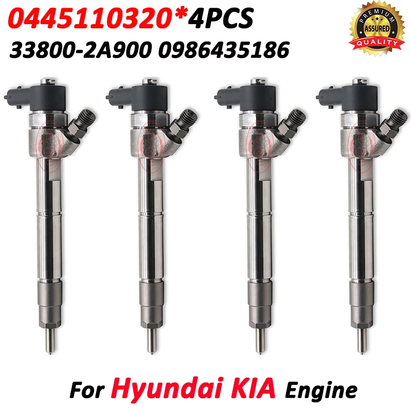 4pcs 0445110320 Diesel Fuel Injector Nozzle 0 986 435 186 For Hyundai KIA 33800-2A900