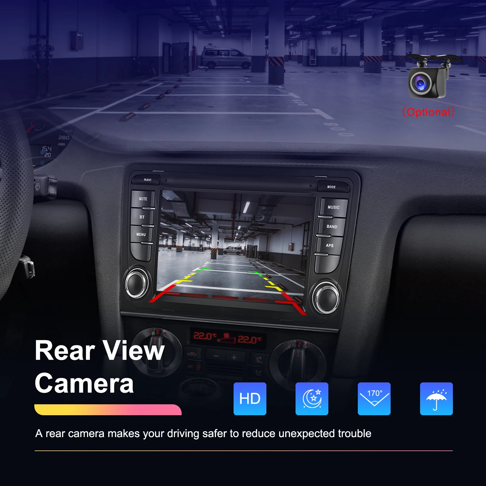 Podofo 2DIN 2+64G Autoradio für Audi A3 8P (2003-2012)/RS3 Sportback (2011-2012) Carplay Auto-Audio Android Auto GPS Mirror Link – Detail 13