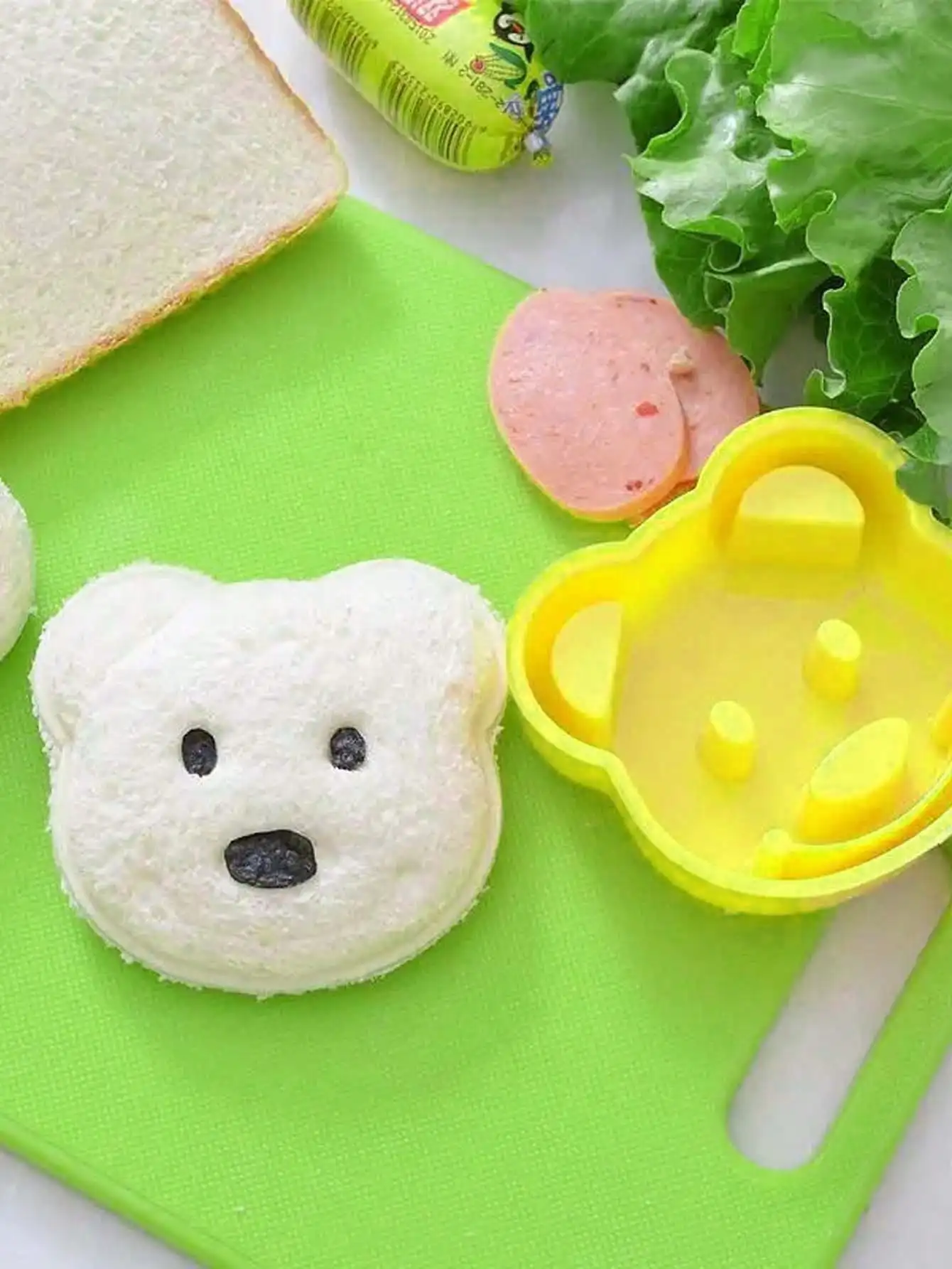 1 unidad de molde para sándwiches con diseño de oso de dibujos animados, máquina cortadora de sándwiches para loncheras infantiles con diseño de oso de dibujos animados.