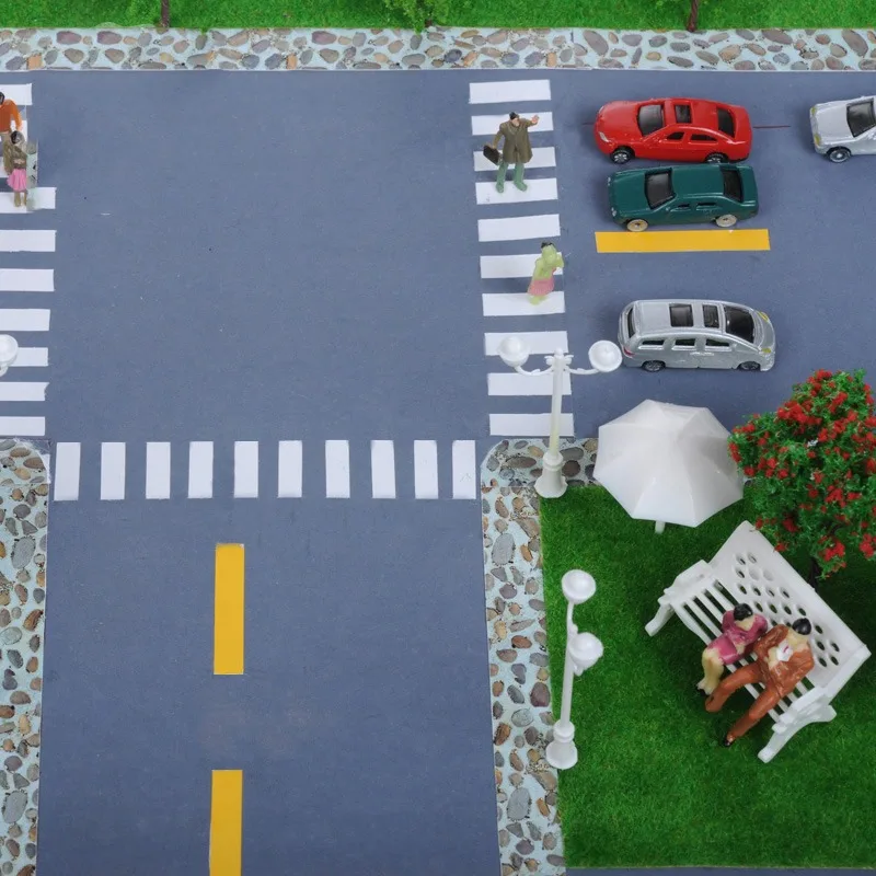 2pcs Road Sticker Traffic Route Sticker 1:50 1:75 1:100 Model Building Accessories Street Scene DIY Miniature Landscape Diorama