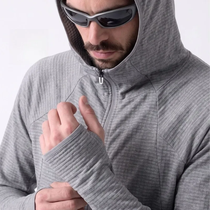 Men's Lightweight Breathable Hooded Jacket - Quick-Dry Zip-Up Sports Coat with Stretch Fabric for Running & Outdoor Training