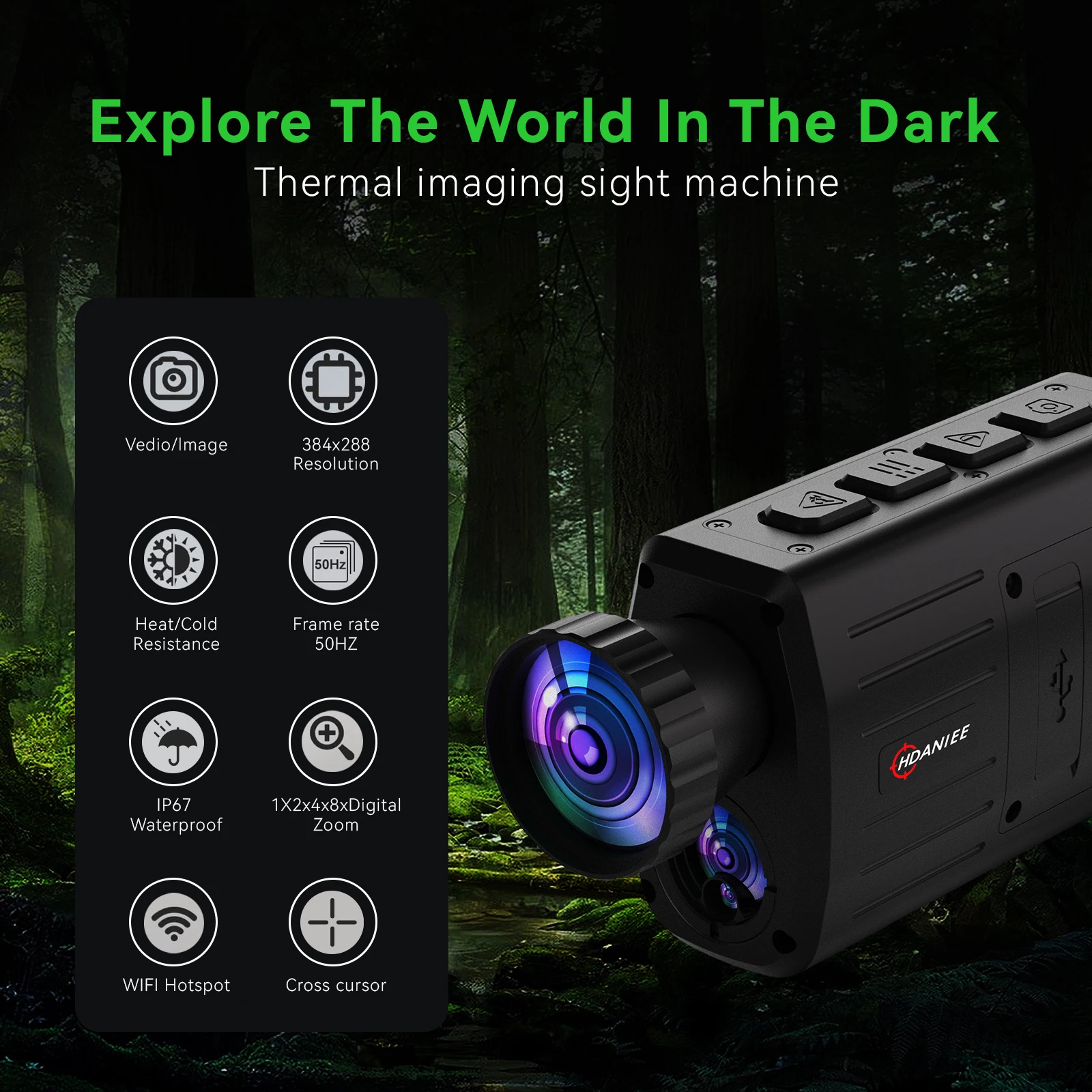 XQ325 XQ635 25/35mm Thermal Monocular Night vision Imaging Monoscope 50Hz Night Vision Goggles Thermal camera scopes For Hunting