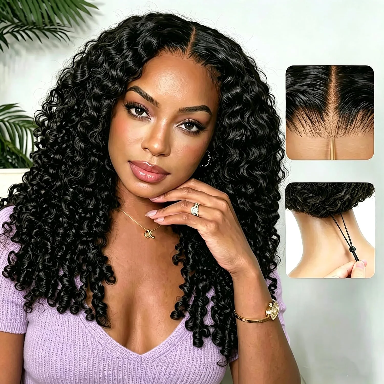 7×6 Closure Glueless Burmese Curly Glueless Wigs Human Hair Pre Plucked Natural Black Color Wigs Glueless Wig HD Transparent Lace Frontal Wigs 220% High Density