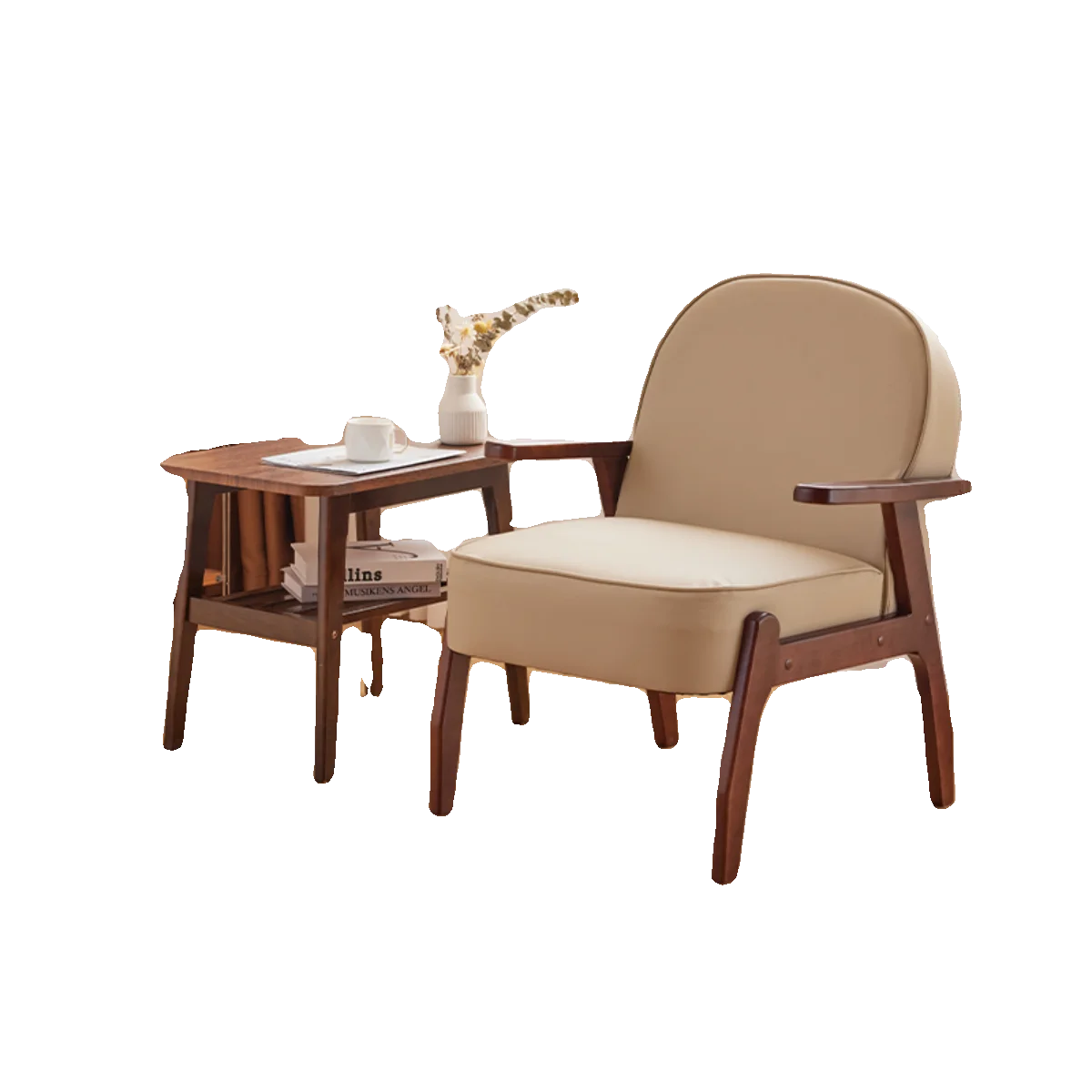 เก้าอี้โซฟาเดี่ยว 2I ทำจากไม้เนื้อแข็ง เก้าอี้พักผ่อนสำหรับระเบียง เก้าอี้เอนนอนสำหรับโรงแรม โฮมสเตย์ ห้องทำงาน ห้องนั่งเล่น อพาร์ทเมนต์ขนาดเล็ก โซฟาขนาดเล็ก