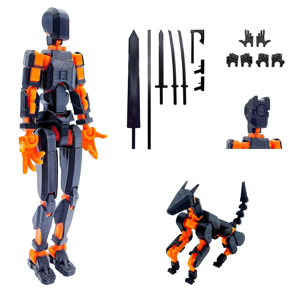13 3D Printed Action Figure with Multiple Accessories Action Figures Toys Assembly Completed Action Figure Dummy Desk Decoration