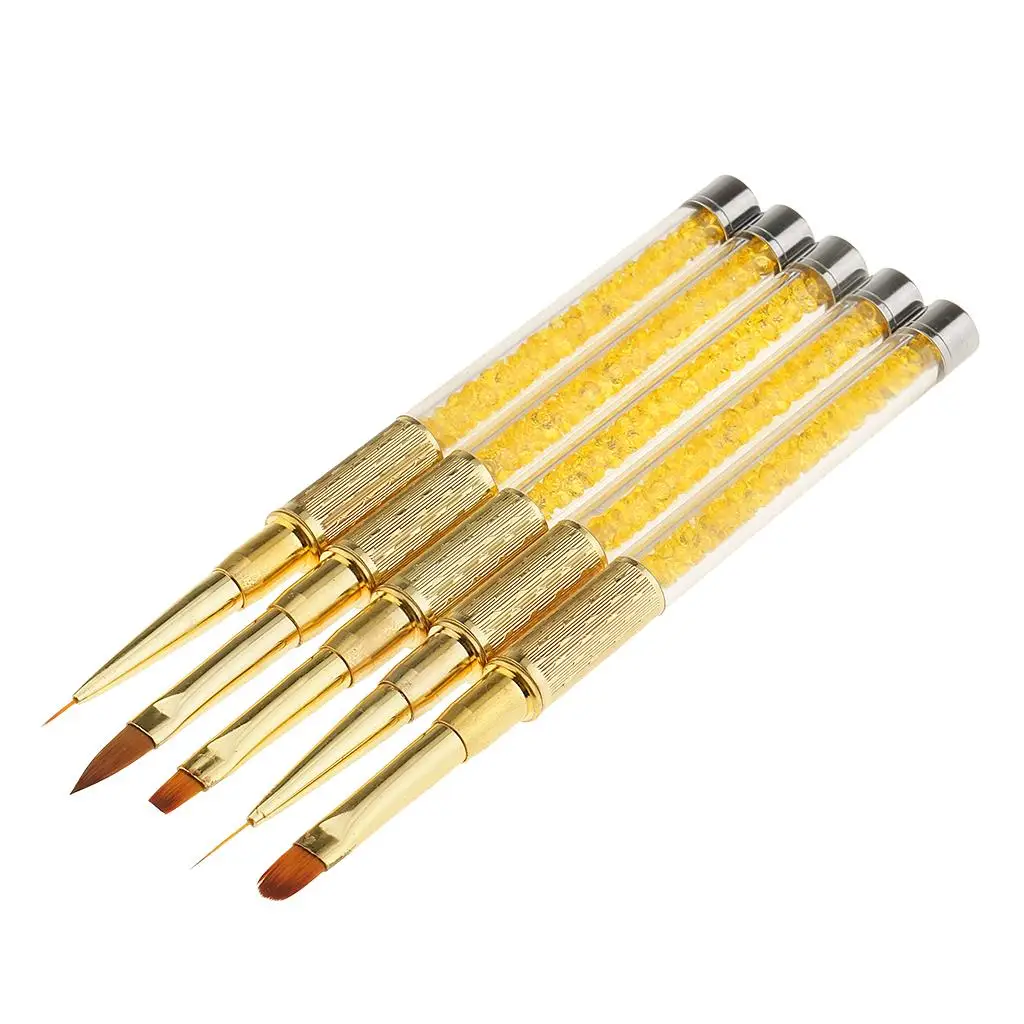 

5 Piece Nail Art Pens Crystal Handle for Summer Nail Design Drawing Foils Gel Stickers Nail Art Supplies