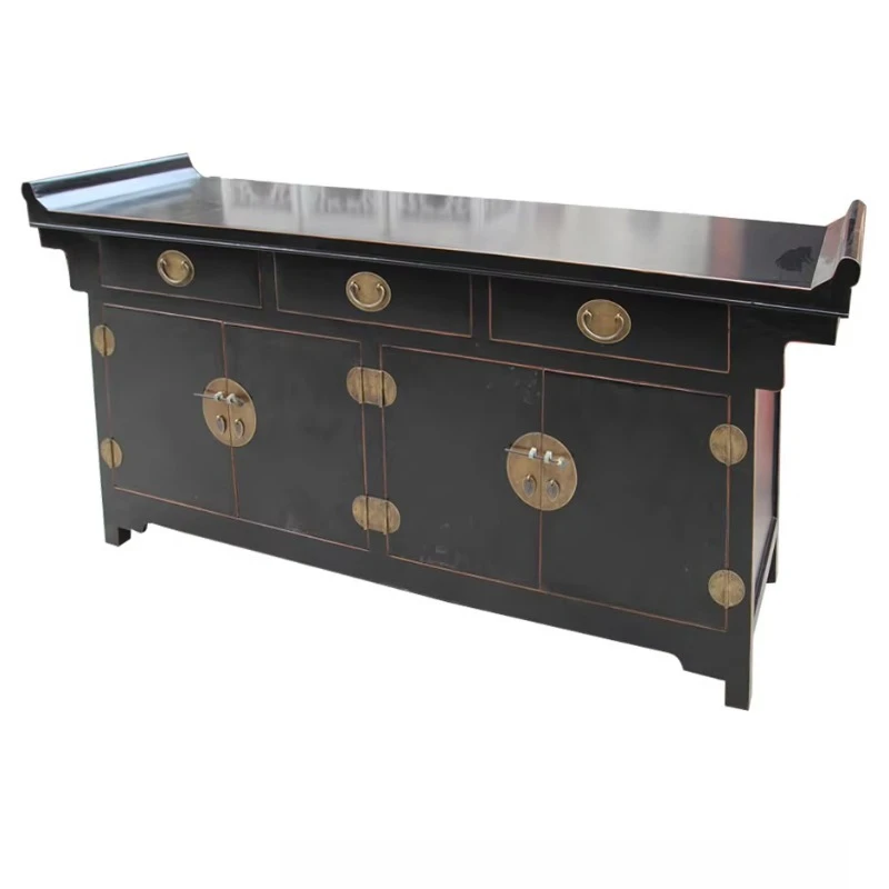 

Antique Oriental recycled wood, black lacquered luxury replica sideboard