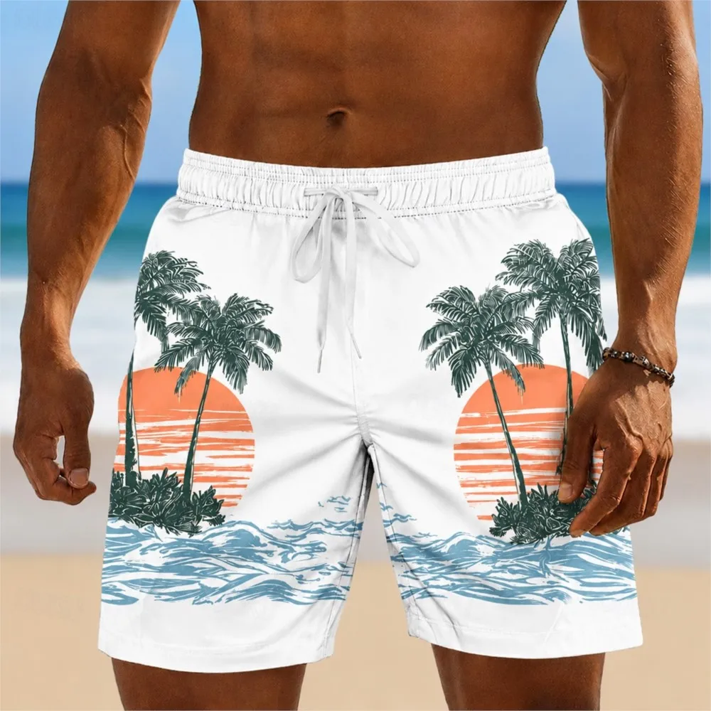 Summer Hot Selling Men's Beach Coconut Tree 3D Shorts Hawaiian Style Vacation Parent-child Quick Drying Casual Sports Shorts