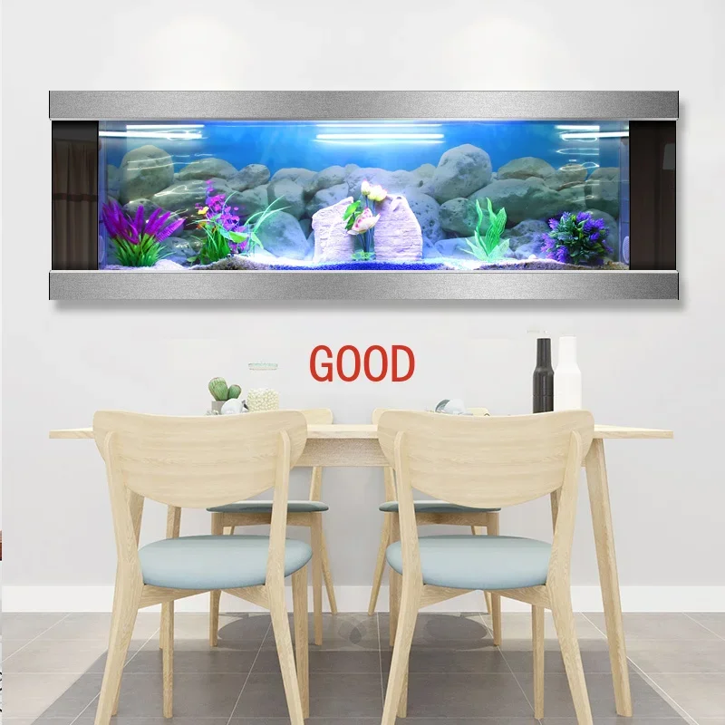 Wall Mounted Aquarium Fish Tank Wall Hanging Aquarium Large Size Glass Landscape Aquascape Easy Installation for Home and Office