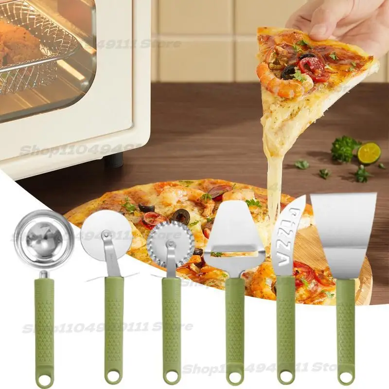 

Kitchen Tool Set Pizza Tool 6 Pieces Pizza Shovel Pizza Server Ergonomic Design Easy Grip Handles For Home Baking & Serving