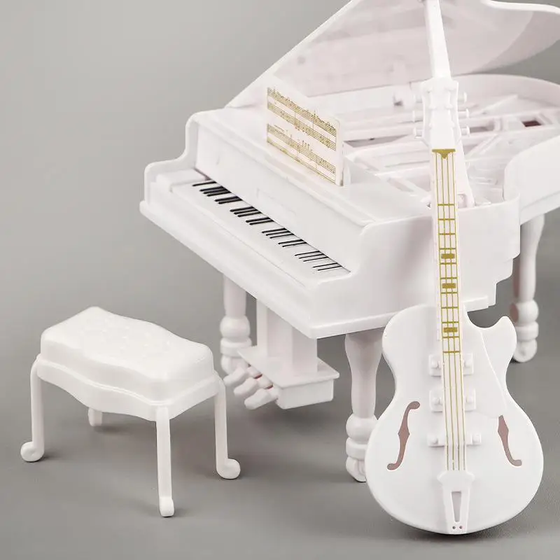 

3Pcs Musical Instrument Miniature Props Dollhouse Grand Piano Furniture Guitar Cello Model Doll Accessories Simulation Ornaments