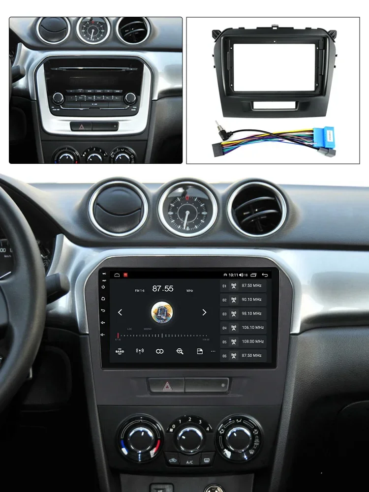 كابل إطار راديو السيارة لسوزوكي فيتارا 2014-2018 أندرويد 2 Din ستيريو لوحة فآسيا بلاستيكية محول Dask عدة خط إطار فآسيا #6