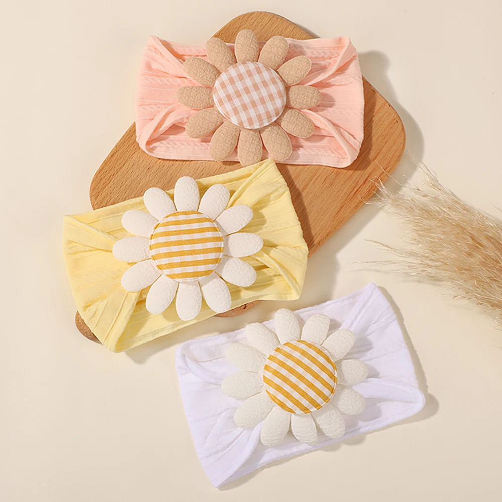 3 Teile/satz Sonnenblumen Elastisches Stirnband Baby Casual Nylon Stirnband Weiches, nicht beschädiges Stirnband