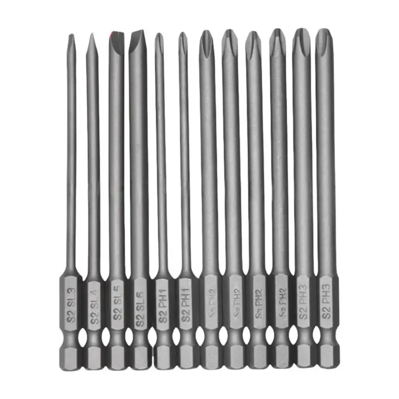 

652F Comprehensive 12 Piece Screwdriver Bit Set In Alloys Steel Hexagonal Shank for Power Tool Accessories and Multiple Tasks