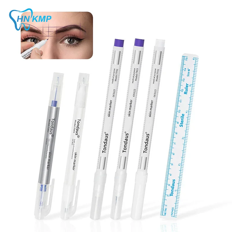 Surgical Skin Marker For Eyebrow Skin Marker Pen Tattoo Skin Marker Measure Measuring Ruler Set Tool