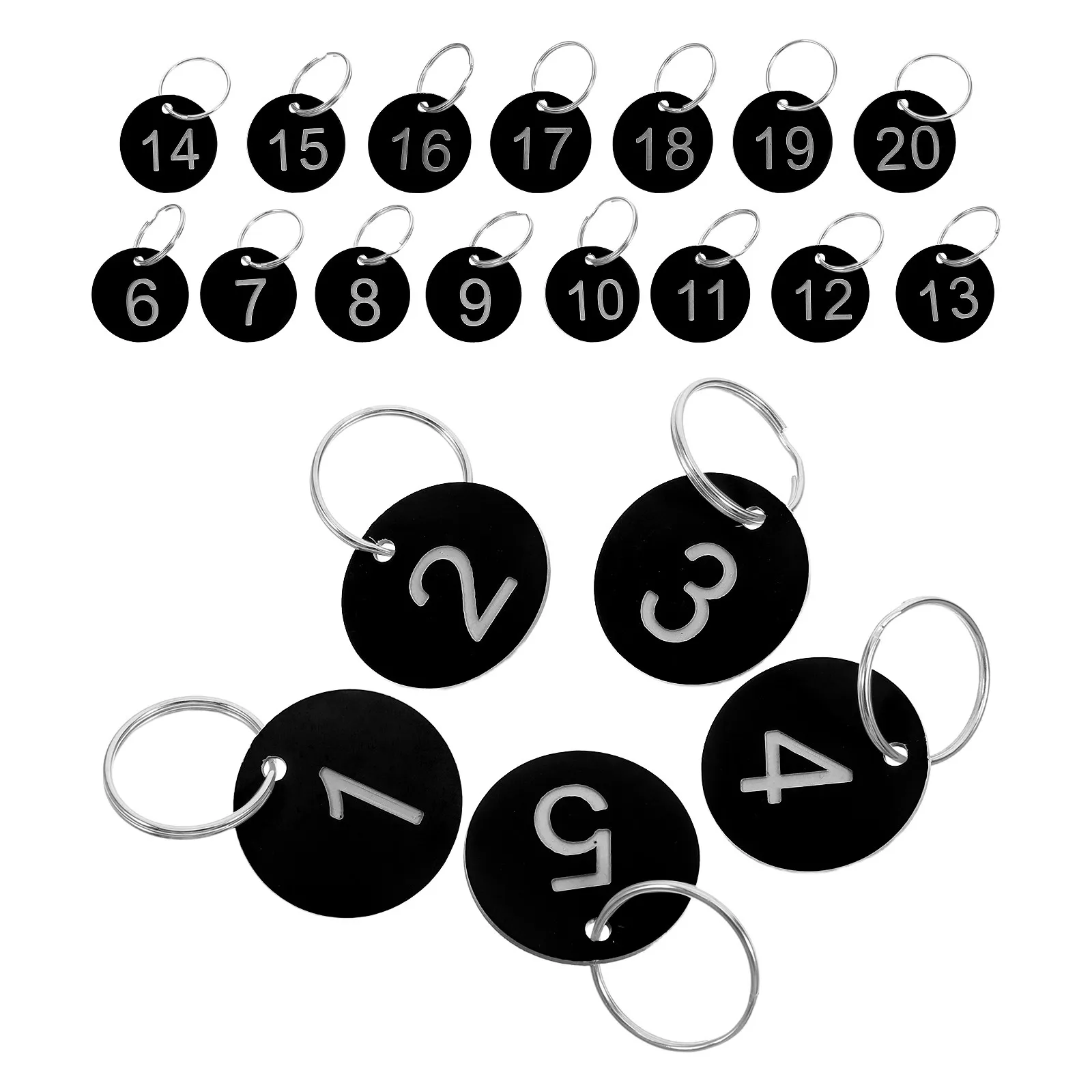 

1Set Numbered Key Tags Round Plastic Number Labels 1-20 for Organizing Keys Bags Lockers Cafe Restaurant Table