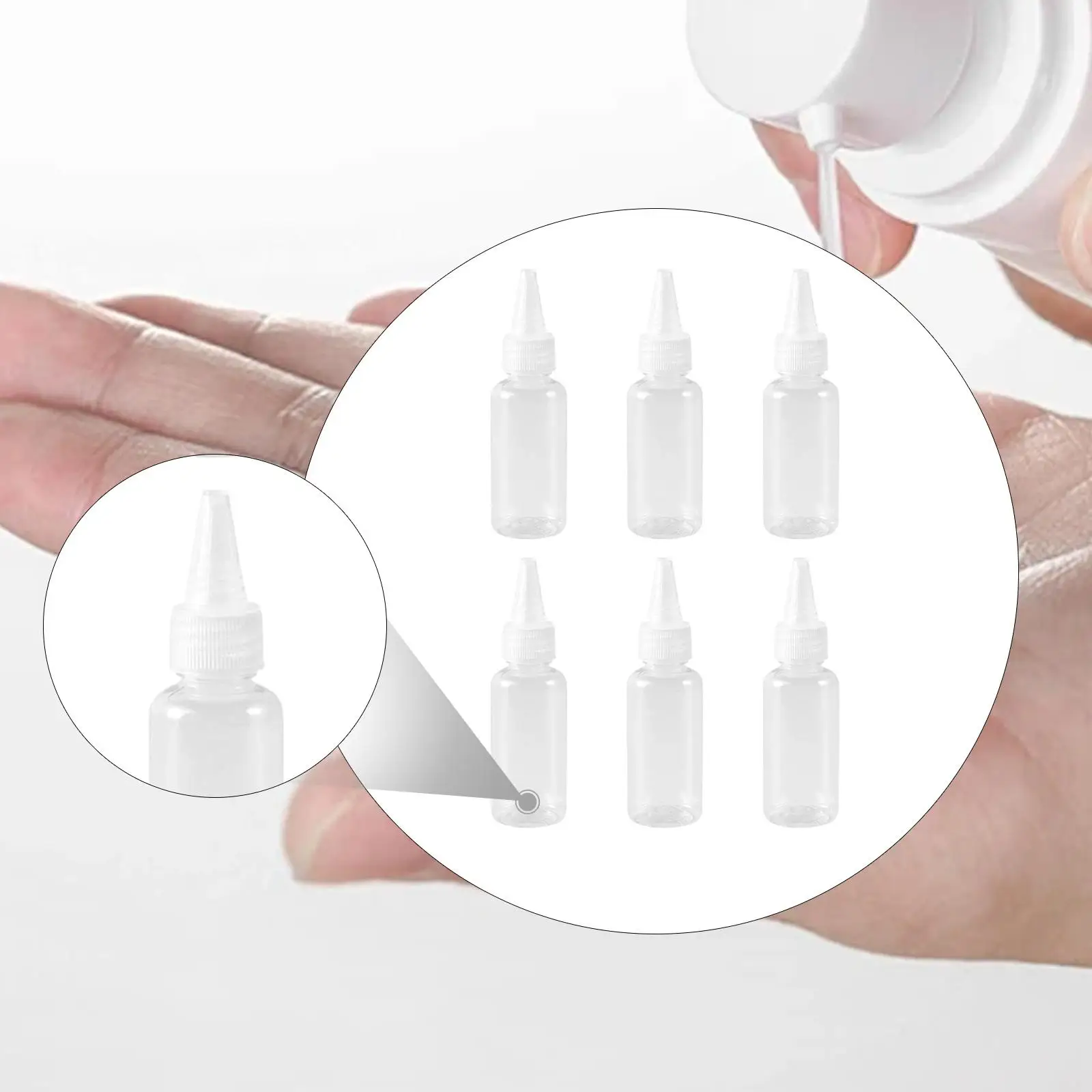 6개입 드로퍼 병 50ml 휴대용 다용도 투명 견고한 페인트 보관 병 (소스, 취미, 공예, 미술 모델 페인트용)