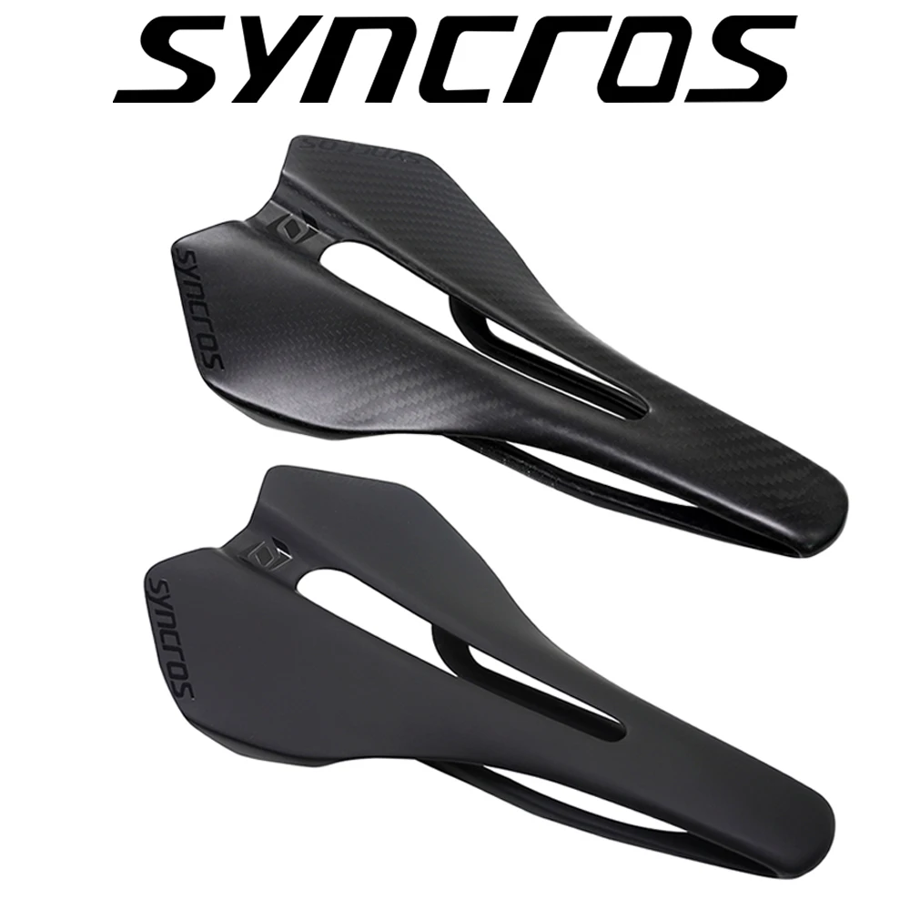 

Syncros MTB/Road Carbon Fiber Bike Saddle, 92g Lightweight Hollow - Out Design 145x255mm Bicycle Seat for Racing Comfort