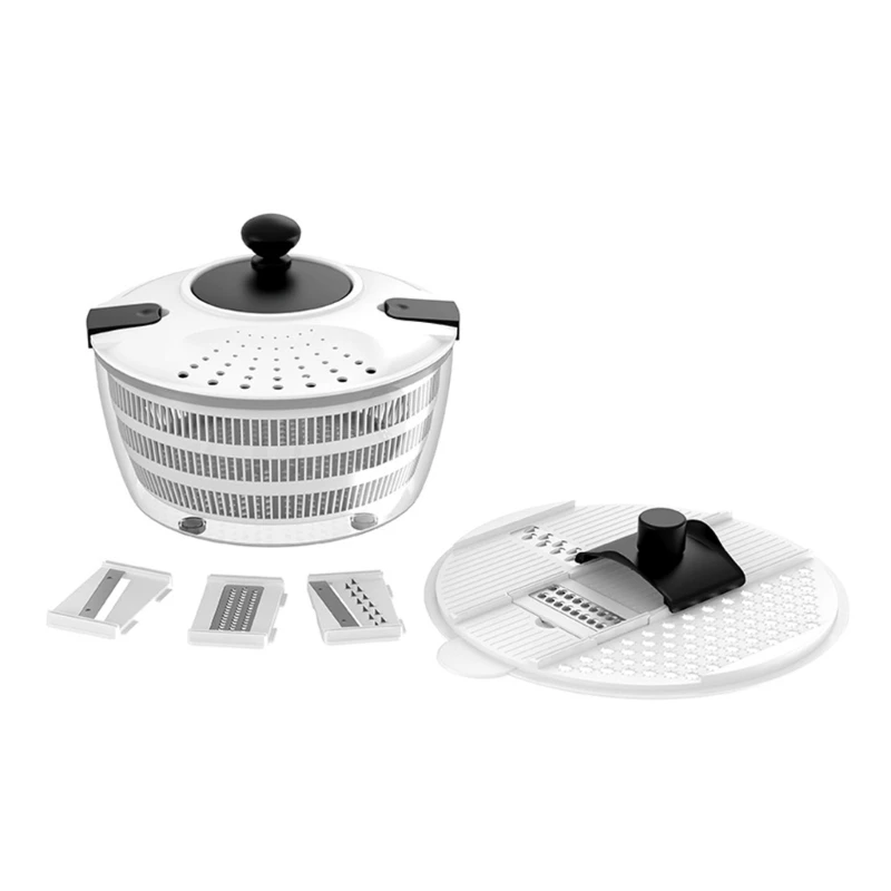 F19B Rapid Turn Salad Dryer With Two Layer Plan 4L Capacity Efficient Hand Operated Vegetable Dehydrator