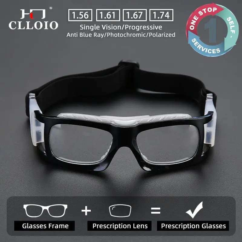 

CLLOIO Anti-Collision Anti Explosion Sporty Anti Blue Light For Badminton Football Men Progressive Prescription Reading Glasses