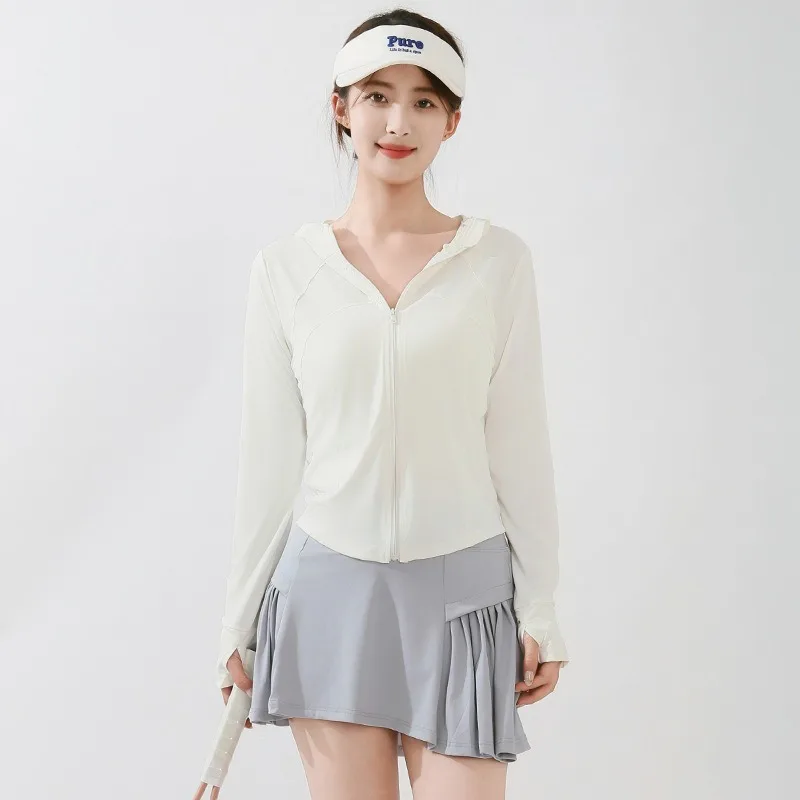 

Летняя женская рубашка из ледяного шелка с защитой от солнца, воротником-стойкой, УФ-защитой, облегающая, дышащая, мягкая, для йоги, спорта и тренировок