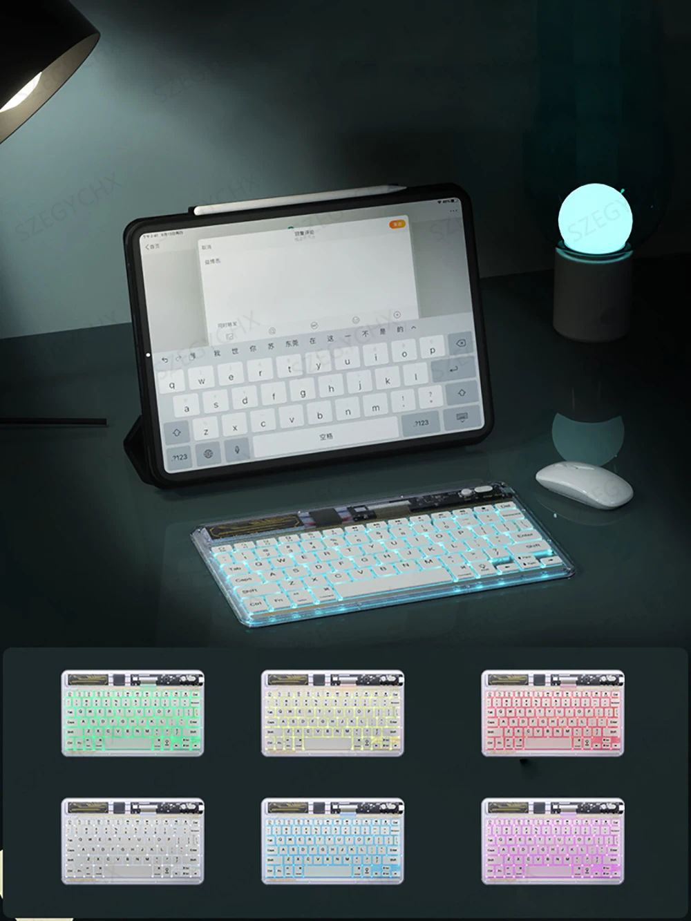 Transparent Wireless Bluetooth Keyboard for iPad Smartphone Tablet Laptop Backlit for iOS Android Windows Transparent Wireless B